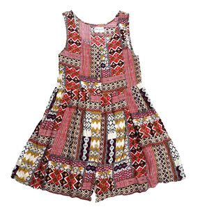 Urban Outfitters Kiss the Sky Patchwork Mini Dress Size X-Small Button Front Red